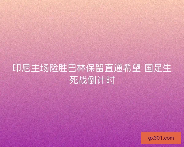印尼主场险胜巴林保留直通希望 国足生死战倒计时